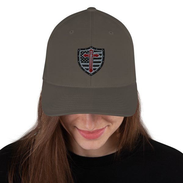 CWM Shield Logo Flexfit Baseball Hat with Black Cross - Image 3