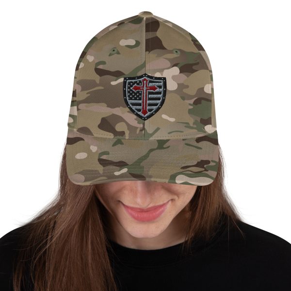 CWM Shield Logo Flexfit Baseball Hat with Black Cross - Image 5