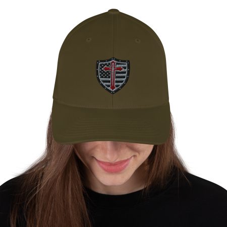 CWM Shield Logo Flexfit Baseball Hat with Black Cross