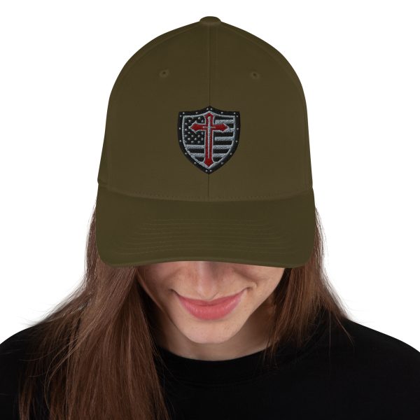 CWM Shield Logo Flexfit Baseball Hat with Black Cross